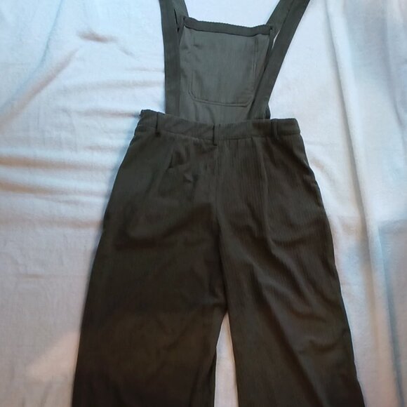 Cider 💚 Womens Adorable Olive Green Corduroy Wide Leg Overalls 💚 - Picture 13 of 16